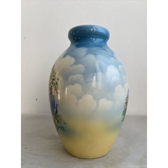 T. Lawrence Falcon Ware Vase #5171 Cottage Lupines England Vintage 1930s 7x5" - Picture 4 of 10